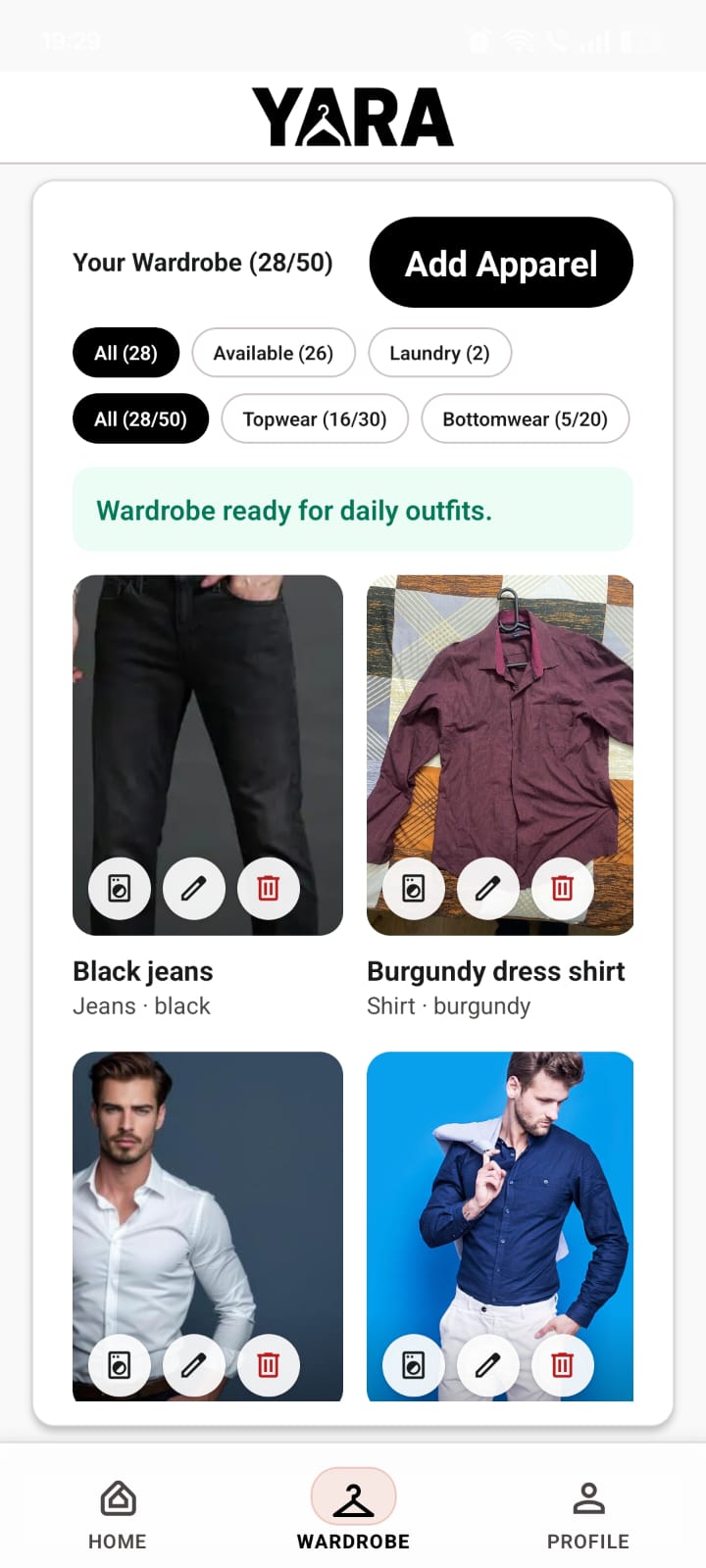 YARA wardrobe screen